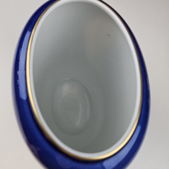 Heinrich German Echt Kobalt 8” Vase Cobalt Blue Gold Floral - Picture 5 of 9